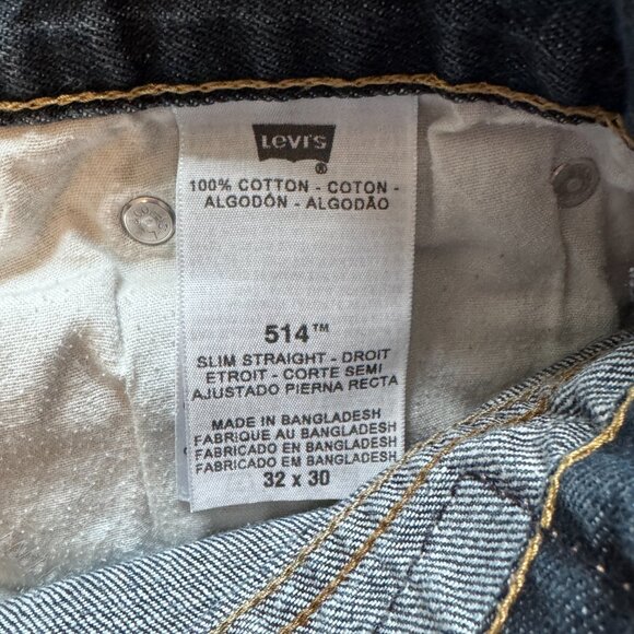Men's Levi's 514 Slim Straight Jeans - 32 x 30 Very Good Condition - Picture 5 of 5